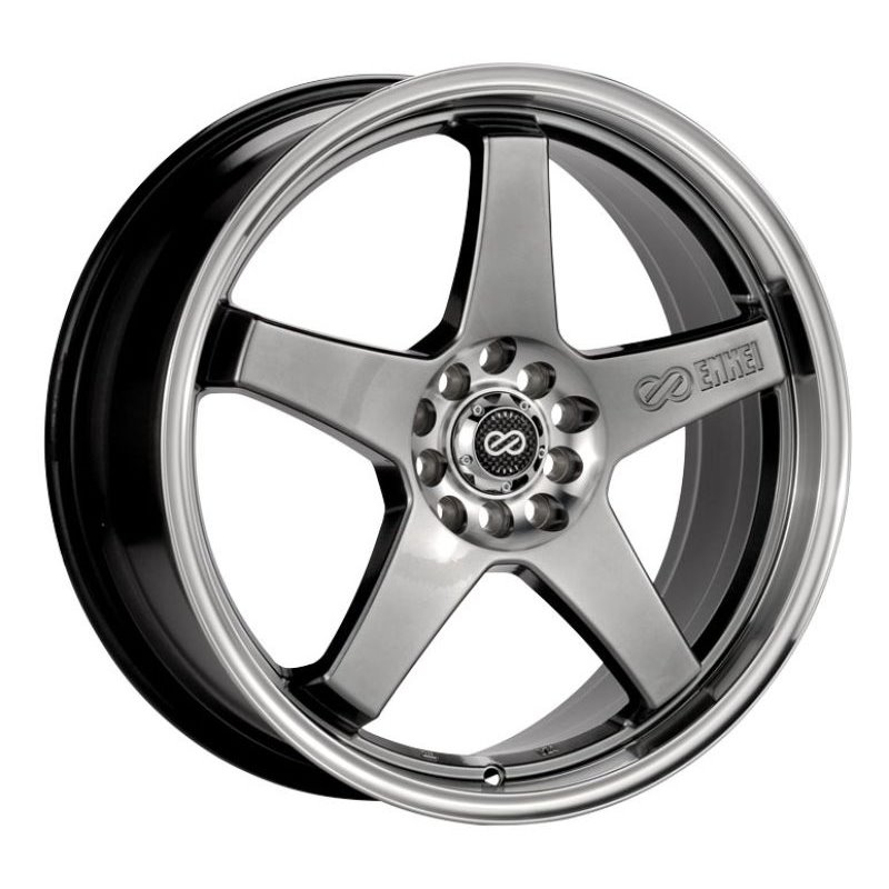 Enkei EV5 17x7 5x100/114.3 38mm Offset 72.6 Bolt Diameter Hyper Black w/ Machined Lip Wheel