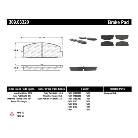 StopTech Performance 89-95 Mazda RX7 / 03-05 Mazda 6 Rear Brake Pads