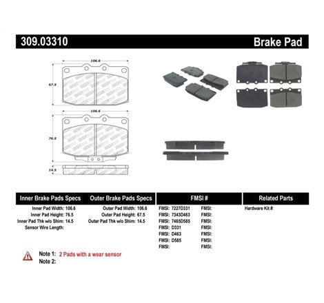 StopTech Performance 89-95 Mazda RX7 Front Brake Pads