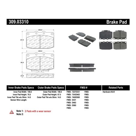 StopTech Performance 89-95 Mazda RX7 Front Brake Pads