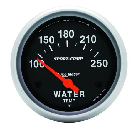 Autometer Sport-Comp 66.7mm 100-250 Deg F Short Sweep Electronic Water Temperature Gauge