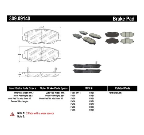 StopTech Performance 03-10 Honda Accord / 02-06 CR-V / 03-08 Pilot Front Brake Pads