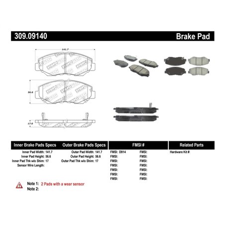 StopTech Performance 03-10 Honda Accord / 02-06 CR-V / 03-08 Pilot Front Brake Pads