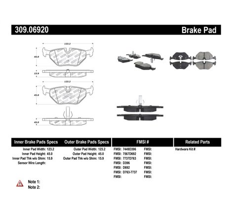 StopTech Performance 01-02 BMW Z3 / 03-09 Z4 / 10/90-07 3 Series / 99-09 Saab 9-5 Rear Brake Pads