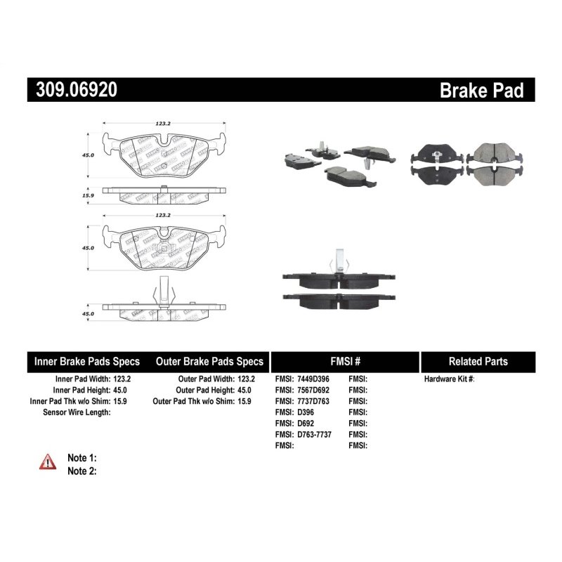 StopTech Performance 01-02 BMW Z3 / 03-09 Z4 / 10/90-07 3 Series / 99-09 Saab 9-5 Rear Brake Pads