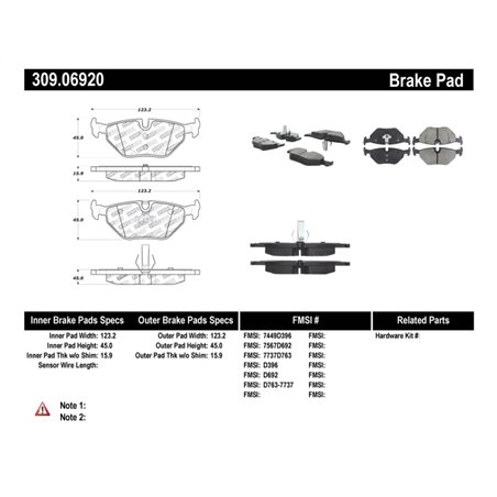 StopTech Performance 01-02 BMW Z3 / 03-09 Z4 / 10/90-07 3 Series / 99-09 Saab 9-5 Rear Brake Pads