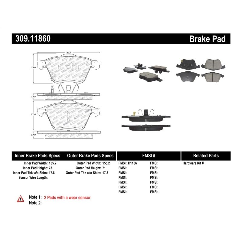 StopTech Performance 06-07 Mazda 6 Front Brake Pads