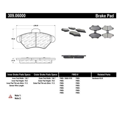 StopTech Performance 94-98 Ford Mustang / 93-97 Thunderbird / 93-97 Mercury Cougar Front Brake Pads