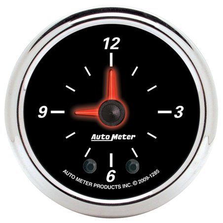 Autometer 52mm Full Sweep Electric 12 Hour Clock (Inc 10.5 ft Tubing or Wiring Harness)