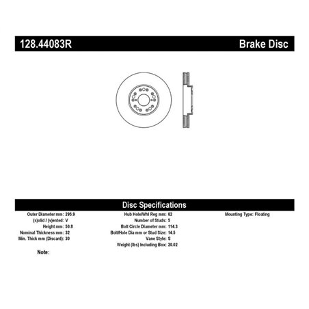 StopTech 93-05 Lexus GS 300/350/400/430/450H / 00-05 IS250/300/350 Front Right Drilled Rotor