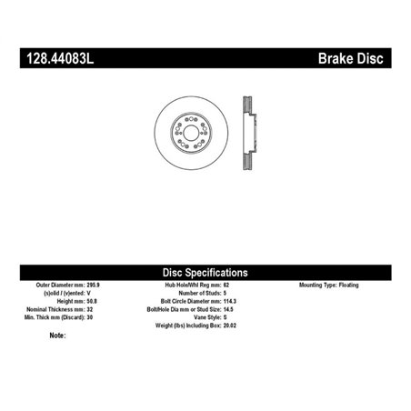 StopTech 93-05 Lexus GS 300/350/400/430/450H / 00-05 IS250/300/350 Front Left Drilled Rotor