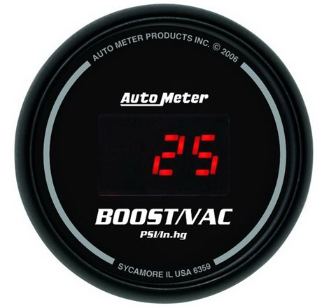 Autometer Black 52mm 30 In Hg.-Vac./30 PSI Digital Vacuum/Boost Gauge