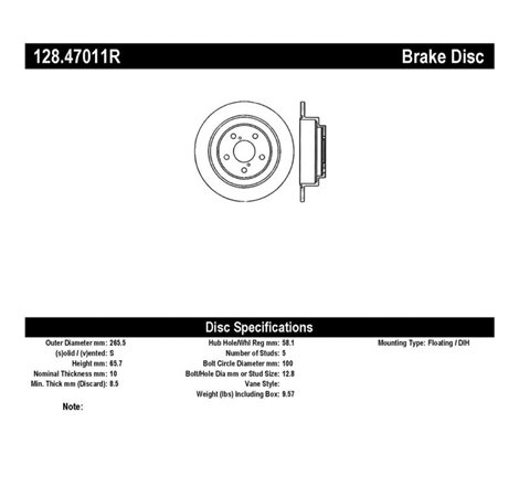 StopTech 02-05 Subaru Impreza WRX Rear Drilled Right Brake Rotor