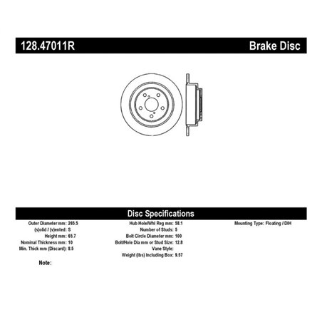 StopTech 02-05 Subaru Impreza WRX Rear Drilled Right Brake Rotor