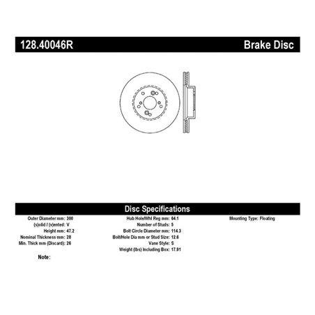 StopTech 99-08 Acura TL (STD Caliber) / 01-03 CL / 04-09 TSX Cross Drilled Right Front Rotor