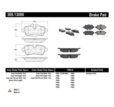 StopTech Performance 07-09 Mini Cooper/Cooper S Rear Brake Pads