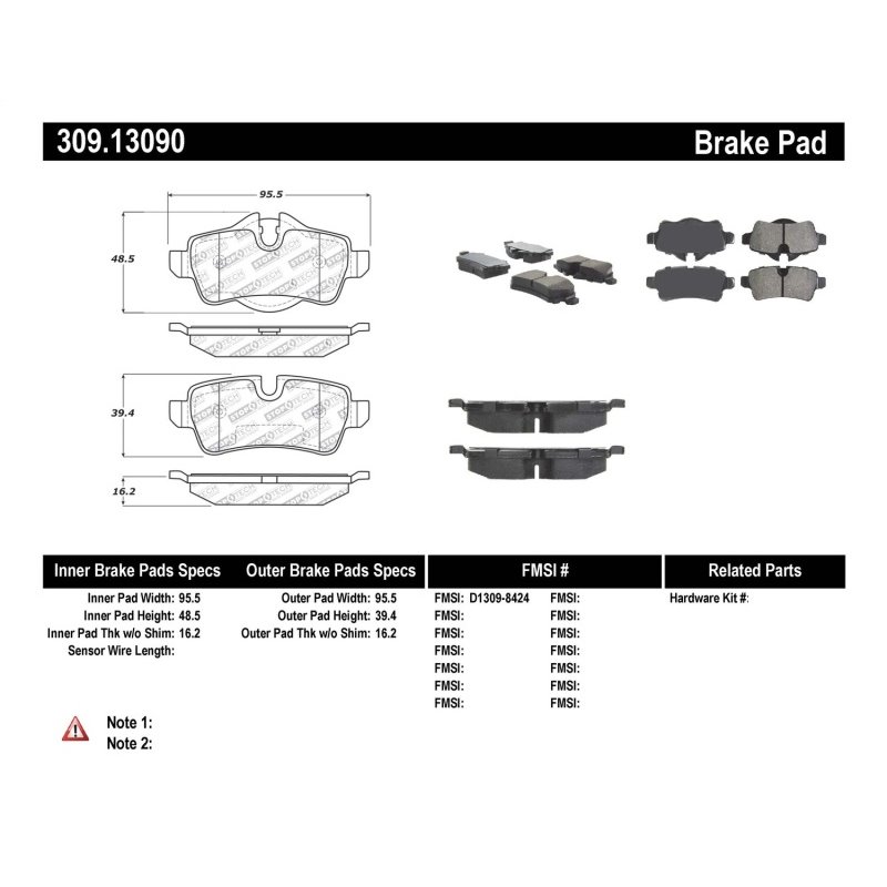 StopTech Performance 07-09 Mini Cooper/Cooper S Rear Brake Pads