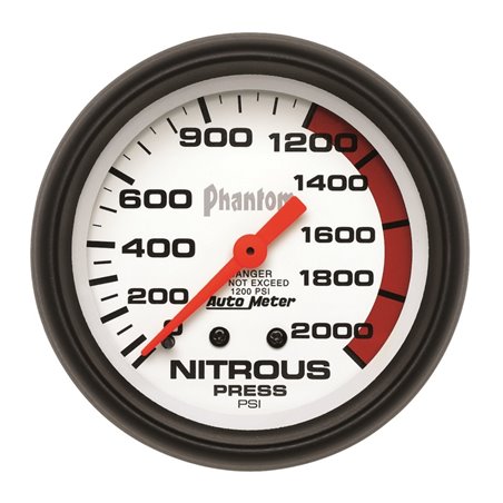 Autometer Phantom 66.7mm 0-2000 PSI Mechanical Nitrous Pressure Gauge