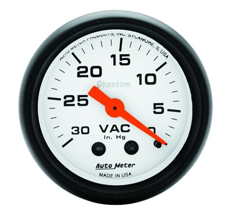 Autometer Phantom 52mm 30 in. HG. Mechanical Vacuum Gauge