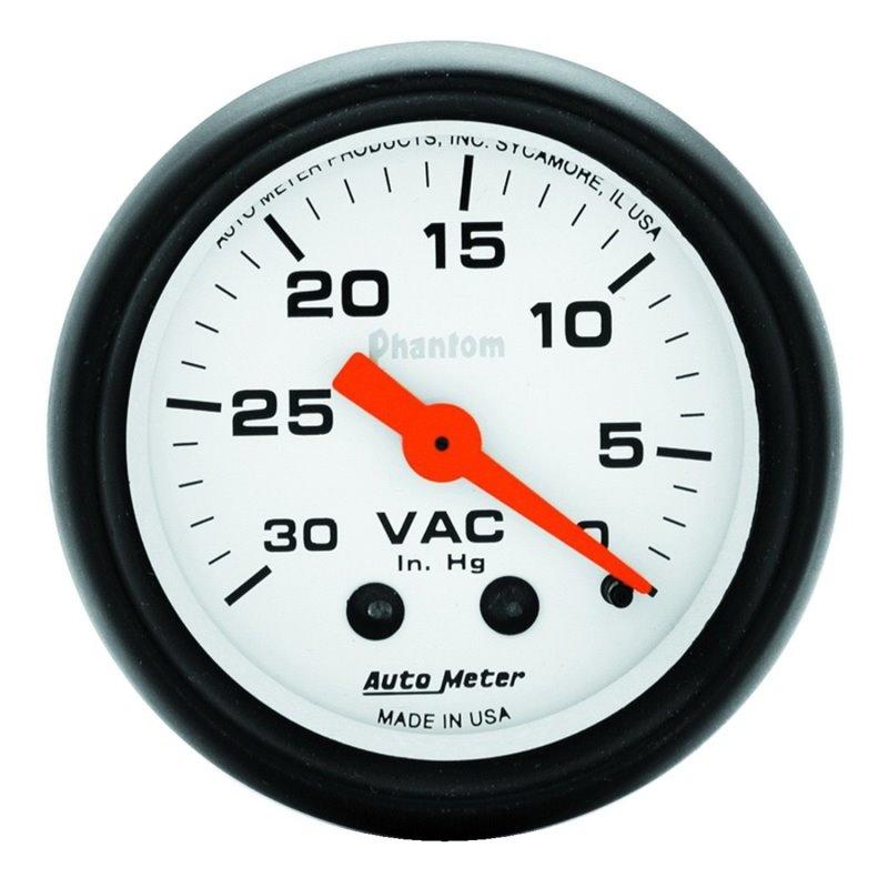 Autometer Phantom 52mm 30 in. HG. Mechanical Vacuum Gauge