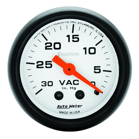 Autometer Phantom 52mm 30 in. HG. Mechanical Vacuum Gauge