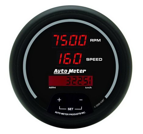 Autometer Black 85.7mm 8000 RPM/160 MPH or 260 km/h Digital Tach/Speedo Combo Gauge