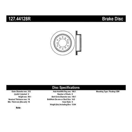 StopTech Power Slot 03-09 Toyota 4 Runner / 03-09 Lexus GX470 Drilled & Slotted Right Rear Rotor