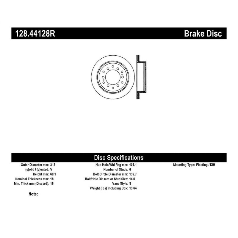 StopTech Power Slot 03-09 Toyota 4 Runner / 03-09 Lexus GX470 Drilled Right Rear Rotor