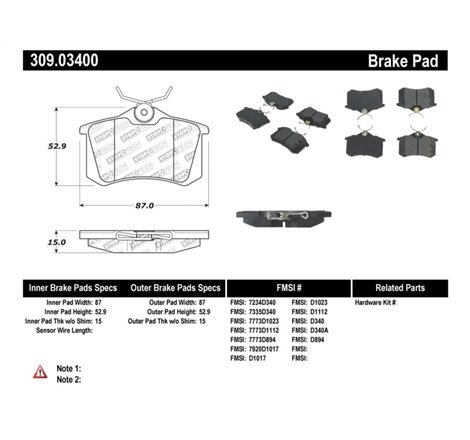 StopTech 02-08 Audi A4 Quattro / 2/99-02 Audi S4 / 93-10 VW Golf GL/GLS Performance Rear Brake Pads