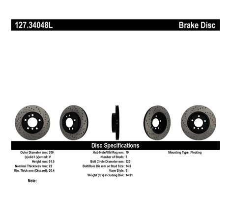 StopTech Power Slot 01-02 BMW Z3 / 03-09 Z4 / 3 Series Front Left Drilled & Slotted Rotor