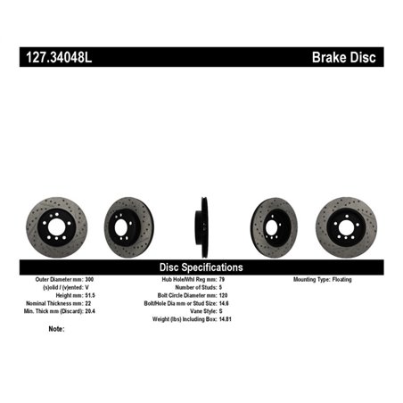 StopTech Power Slot 01-02 BMW Z3 / 03-09 Z4 / 3 Series Front Left Drilled & Slotted Rotor