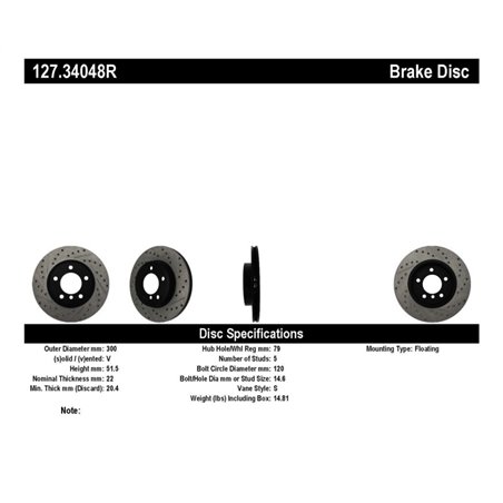 StopTech Power Slot 01-02 BMW Z3 / 03-09 Z4 / 3 Series Front Right Drilled & Slotted Rotor