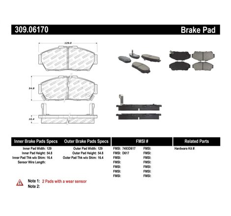 StopTech Performance 93-95 Honda Civic Coupe / 94-95 Civic Hatchback/Sedan Front Brake Pads