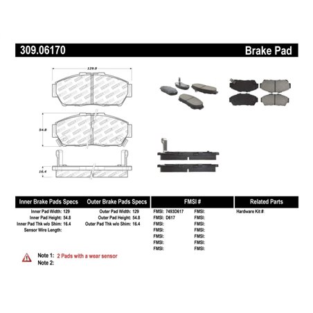 StopTech Performance 93-95 Honda Civic Coupe / 94-95 Civic Hatchback/Sedan Front Brake Pads