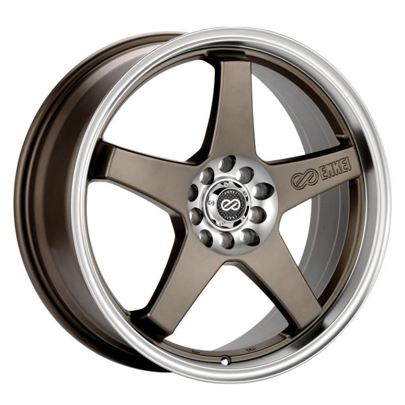 Enkei EV5 17x7 4x100/114.3 38mm Offset 72.6 Bore Diameter Matte Bronze w/ Machined Lip Wheel