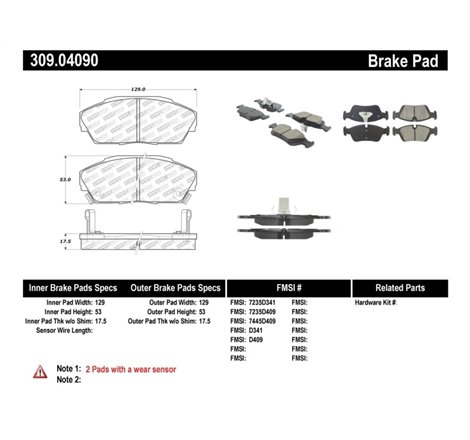 StopTech Performance 90-93 Acura Integra / 90-93 Honda Civic Sedan / 90-91 Prelude Front Brake Pads