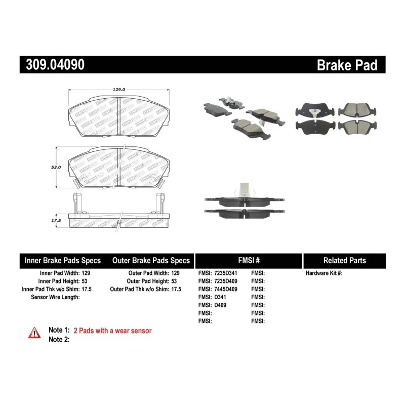 StopTech Performance 90-93 Acura Integra / 90-93 Honda Civic Sedan / 90-91 Prelude Front Brake Pads