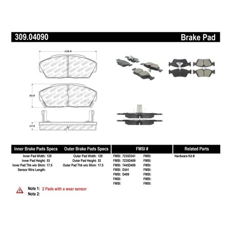 StopTech Performance 90-93 Acura Integra / 90-93 Honda Civic Sedan / 90-91 Prelude Front Brake Pads