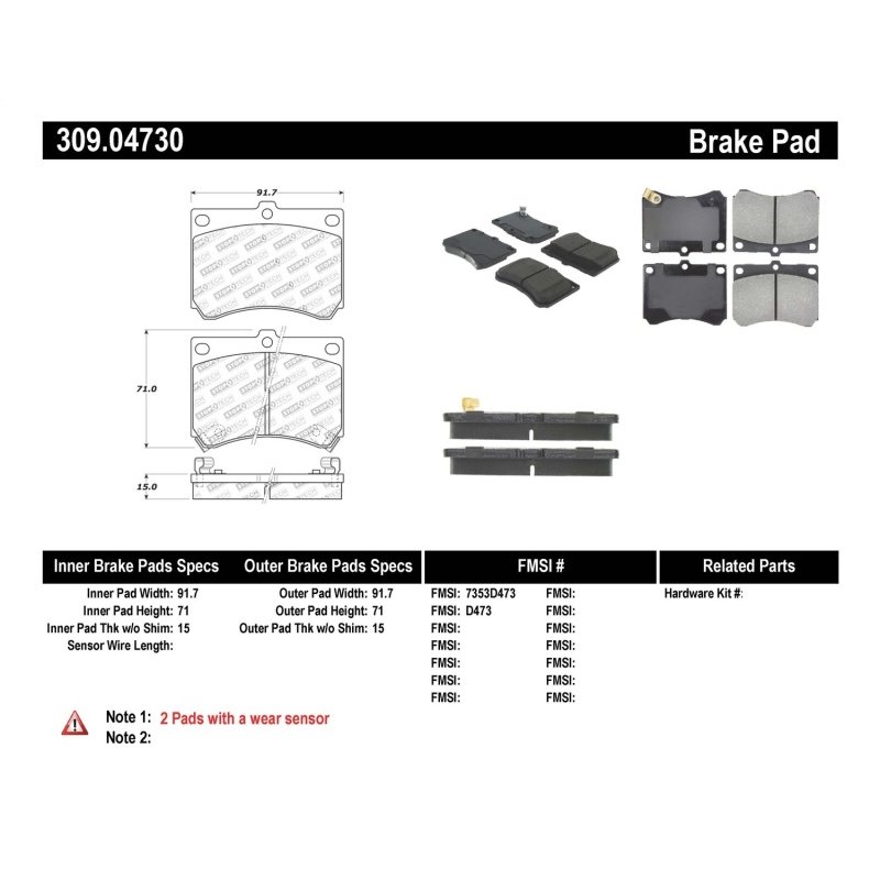 StopTech Performance 91-03 Ford Escort ZX2 / 92-95 Mazda MX-3 Front Brake Pads