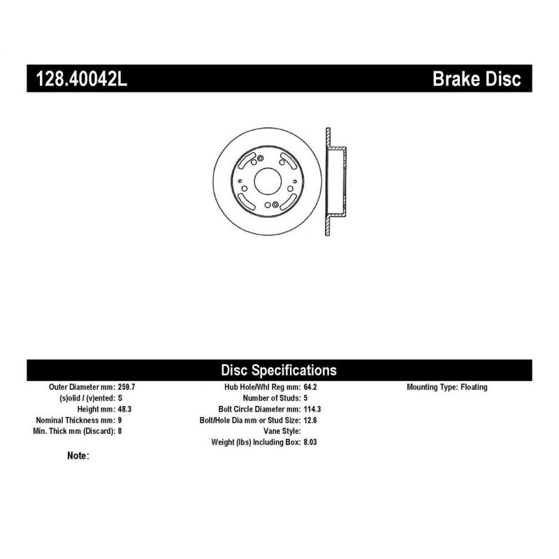 StopTech 97-01 Integra Type R/02-06 RSX/RSX Type S / 98-02 Honda Accord Drilled Left Rear Rotor