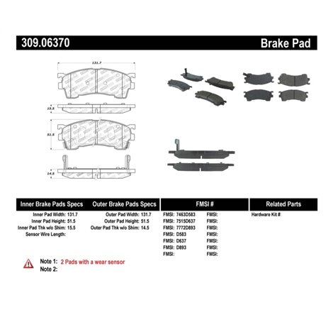 StopTech Performance 93-97 Ford Probe / 93-97 Mazda MX-6/93-02 626 Front Brake Pads