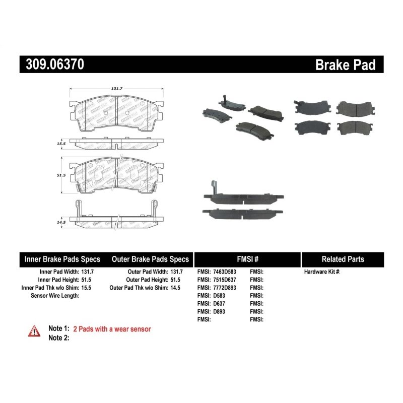 StopTech Performance 93-97 Ford Probe / 93-97 Mazda MX-6/93-02 626 Front Brake Pads