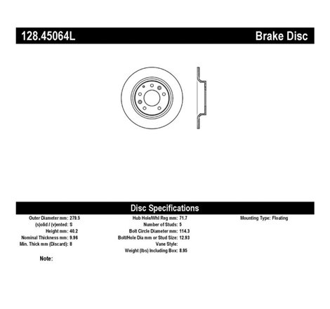 StopTech 06-10 Ford Fusion / 06-10 Mazda Miata MX-5 / 03-09 Mazda 6 Drilled Left Rear Rotor