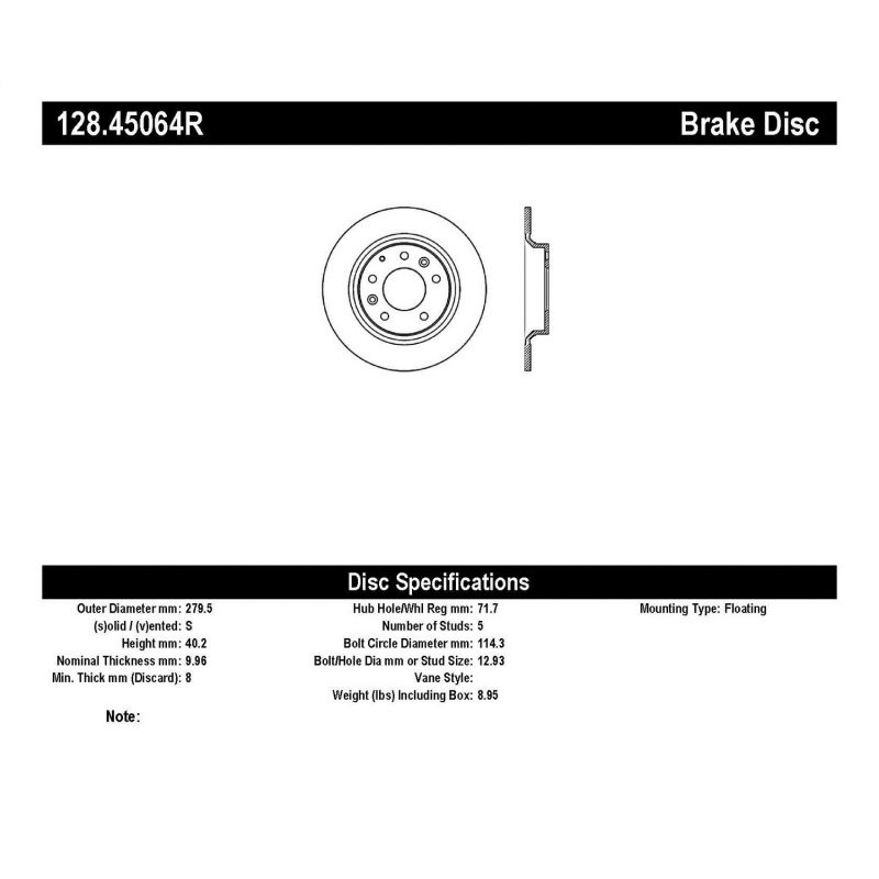 StopTech 06-10 Ford Fusion / 06-10 Mazda Miata MX-5 / 03-09 Mazda 6 Drilled Right Rear Rotor