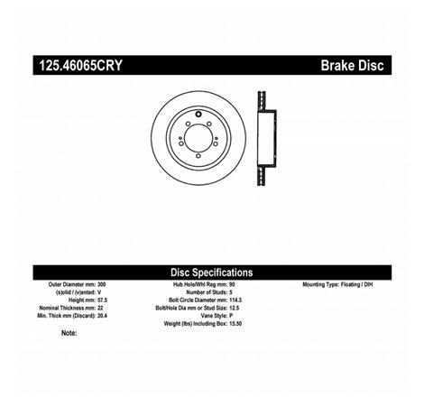 Stoptech 03-06 Evo 8 & 9 Rear Premium High Carbon CRYO-STOP Rotor