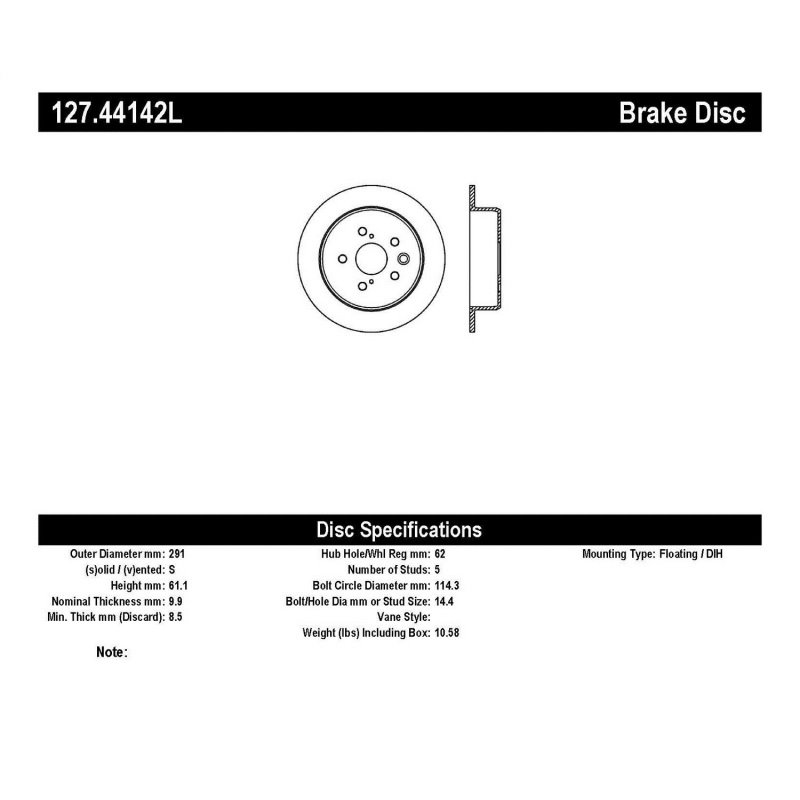 StopTech 06-10 Lexus IS 250/IS 300/IS 350 SportStop Slotted & Drilled Left Rear Rotor