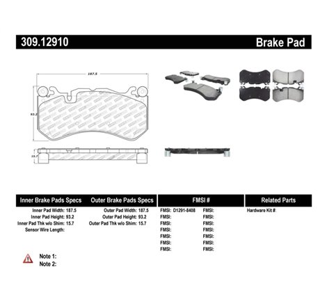 StopTech Mercedes Benz Front Performance Brake Pads