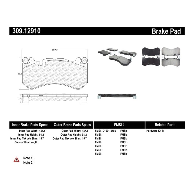 StopTech Mercedes Benz Front Performance Brake Pads