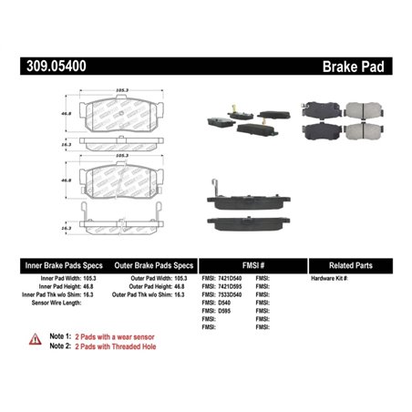 StopTech Performance 91-11/00 Infiniti G20/95-10/00 I30/I35 / 9/90-10/00 Maxima Rear Brake Pads