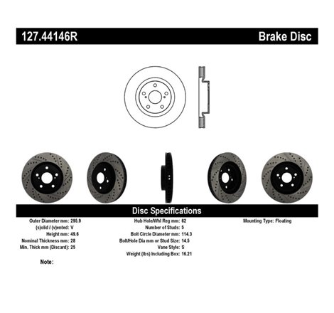 StopTech 07-09 Lexus ES 250/ES 300/ ES330/ES350 SportStop Slotted & Drilled Right Front Rotor